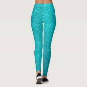 Aquamarin Blue Sparkling Glitzer Glam Leggings (Rückseite)