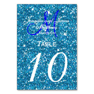 Aquamarin Blue Starry Night Wedding Tischnummer Ca