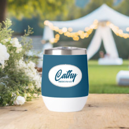 Aquamarin Blue Stylized Name Wedding Bridesmaid