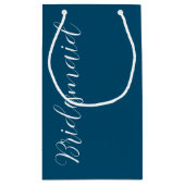Aquamarin Blue Stylized Script Wedding Bridesmaid Kleine Geschenktüte (Rückseite)