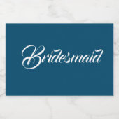 Aquamarin Blue Stylized Script Wedding Bridesmaid Schaumweinetikett (Einzelnes Label)