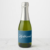 Aquamarin Blue Stylized Script Wedding Bridesmaid Schaumweinetikett (Vorderseite)