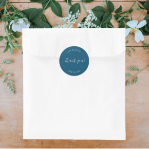 Aquamarin Blue Stylized Wedding Vielen Dank Runder Aufkleber