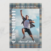 Aquamarin Blue Tartan Karierter Abschluss Ankündigung (Vorderseite)