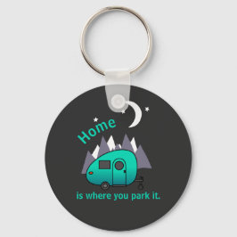 Aquamarin Blue Teardrop Camper Trailer Button Schl Schlüsselanhänger