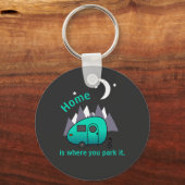 Aquamarin Blue Teardrop Camper Trailer Button Schl Schlüsselanhänger (Vorderseite)