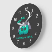 Aquamarin Blue Teardrop Camper Trailer Wall Clock Große Wanduhr (Winkel)