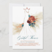 Aquamarin Blue Terracotta Floral Boho Brautparty Einladung (Vorderseite)