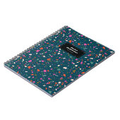 Aquamarin Blue Terrazzo Notebook mit Namen und Bet Notizblock (Linke Seite)
