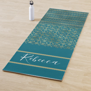 Aquamarin Blue Tribal Monogram Name Yoga Mats Yogamatte