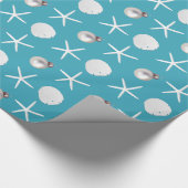 Aquamarin Blue Tropical Holiday Beach Muscheln Ges Geschenkpapier (Ecke)