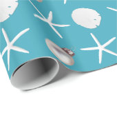 Aquamarin Blue Tropical Holiday Beach Muscheln Ges Geschenkpapier (Rolleneckpunkt)