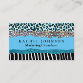 Aquamarin Blue Turquoise Girly Modern Glam Retro B Visitenkarte (Vorderseite)