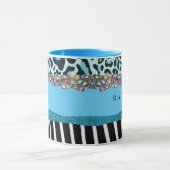 Aquamarin Blue Turquoise Girly Modern Glam Retro T Tasse (Zentrum)