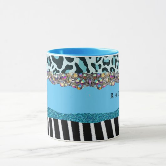 Aquamarin Blue Turquoise Girly Modern Glam Retro T Tasse (Zentrum)