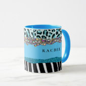 Aquamarin Blue Turquoise Girly Modern Glam Retro T Tasse (VorderseiteRechts)