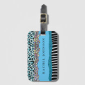 Aquamarin Blue Turquoise Giro Modern Glam Retro Gepäckanhänger (Vorderseite Vertikal)