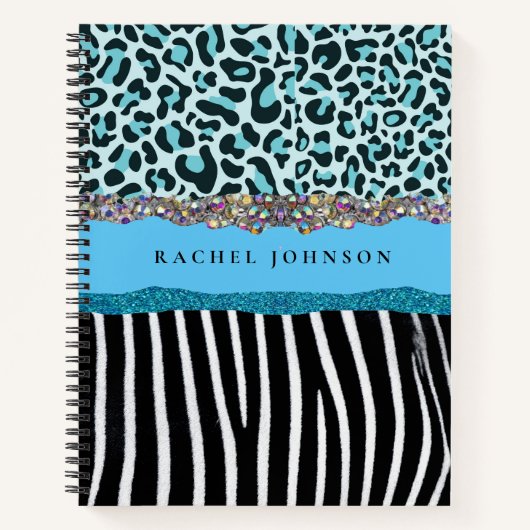 Aquamarin Blue Turquoise Giro Modern Glam Retro Notizblock (Vorderseite)