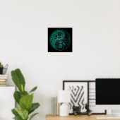 Aquamarin Blue und Black Yin Yang Rose Poster (Heimbüro)