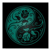 Aquamarin Blue und Black Yin Yang Rose