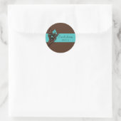 Aquamarin Blue und Brown Save the Date Sti Runder Aufkleber (Tasche)
