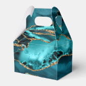 Aquamarin Blue und Gold Glitzer Agate Geschenkschachtel (Rückseite)