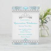 Aquamarin Blue und Silver Diamond Princess Quincea Einladung (Stehend Vorderseite)