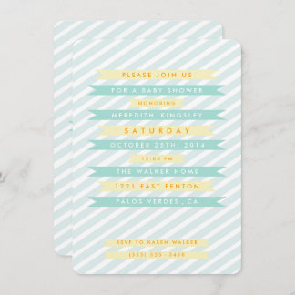 Aquamarin Blue Vintag Banners Baby Shower Einladun Einladung