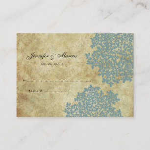 Aquamarin Blue Vintag Floral Sitzkarte Platzkarte