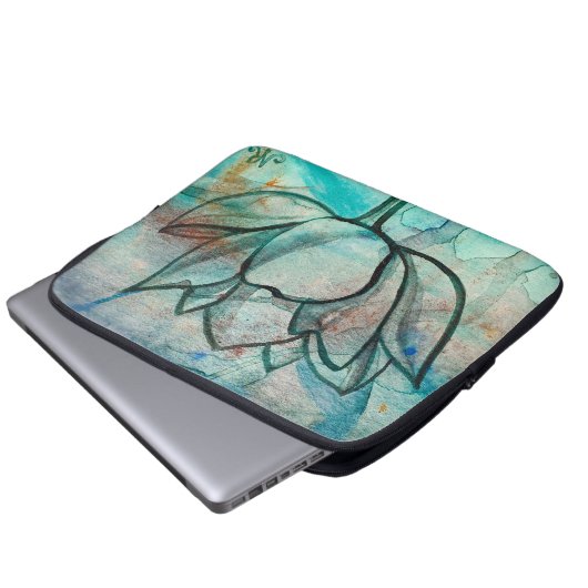 Aquamarin Blue Watercolor Blume Elegante Künstleri Laptopschutzhülle (Vorne Knopf)