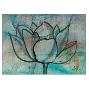 Aquamarin Blue Watercolor Blume Elegante Künstleri Schneidebrett