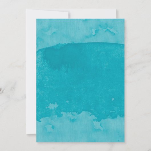 Aquamarin Blue Watercolor Blumenpaare Dusche Einladung (Rückseite)