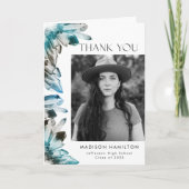 Aquamarin Blue Watercolor Crystals Foto Abschluss Dankeskarte (Vorderseite)