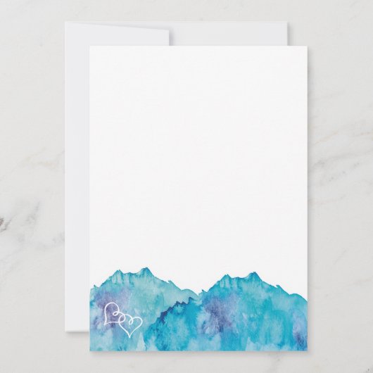 Aquamarin Blue Watercolor Doppelherzen Hochzeit Einladung (Rückseite)