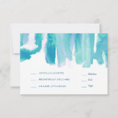 Aquamarin Blue Watercolor Gefärbte Krawatte Bat Mi Einladung (Rückseite)