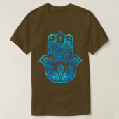Aquamarin Blue Watercolor Hamsa T-Shirt (Design vorne)