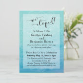 Aquamarin Blue Watercolor Ombre Mandala We Eloped Einladung (Stehend Vorderseite)