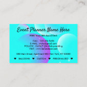 Aquamarin Blue Watercolor Party Balloons Visitenkarte (Rückseite)