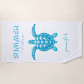 Aquamarin Blue Watercolor Sea Turtle Personalisier Strandtuch (Vorderseite)