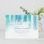 Aquamarin Blue Watercolor Wash Bridal Brunch Einla Einladung (Stehend Vorderseite)