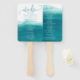 Aquamarin Blue We Do Watercolor Ombre Wedding Fächer