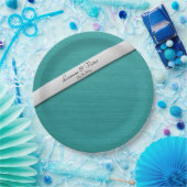 Aquamarin Blue Wedding Bells Personalisiert Pappteller (Party)