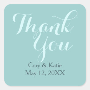 Aquamarin Blue Wedding Danke Stickers