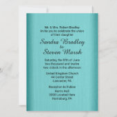 Aquamarin Blue Wedding Einladung (Rückseite)