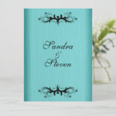 Aquamarin Blue Wedding Einladung (Stehend Vorderseite)