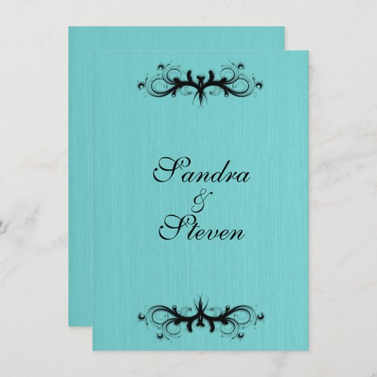 Aquamarin Blue Wedding Einladung (Vorne/Hinten)