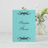 Aquamarin Blue Wedding Einladung (Stehend Vorderseite)