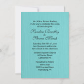 Aquamarin Blue Wedding Einladung (Rückseite)