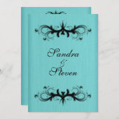 Aquamarin Blue Wedding Einladung 5" x 7" (Vorne/Hinten)