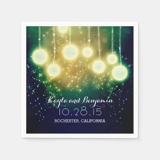 Aquamarin Blue Wedding Lanterns Serviette (Vorderseite)